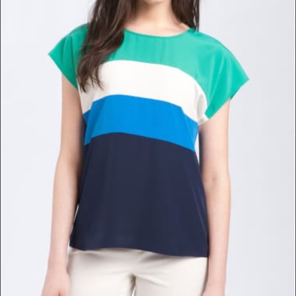 Vince Camuto Short Sleeve Colorblock Blouse